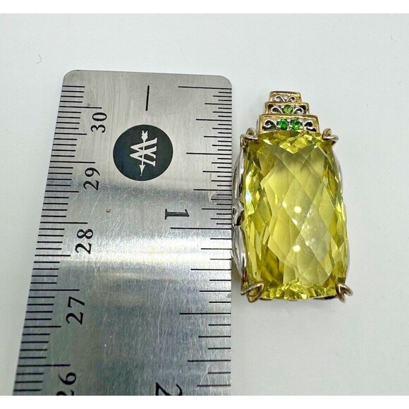 Huge Michael Valitutti Gems en Vogue Sterling Silver Lemon Lime Quartz Pendant - Picture 5 of 5